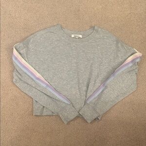 Garage Gray Crop Top with Pastel Stripes
